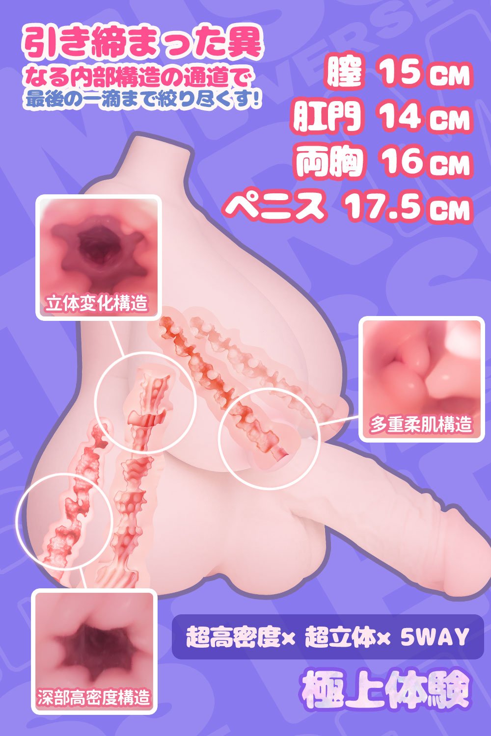 Ashe: Shemale Sex Dolls Futa 5 Tunnels Sex Torso with Penetrated Penis